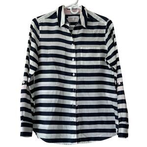 Foxcroft button up long sleeve classic striped shirt preppy career office work S